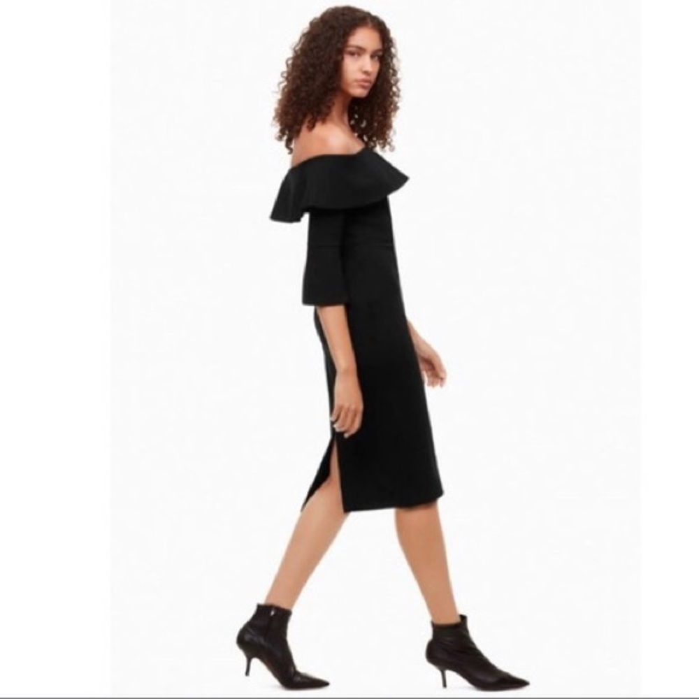 NWT Babaton Black Giovani Off Shoulder 3/4 Sleeve Ponte Dress - Size 6